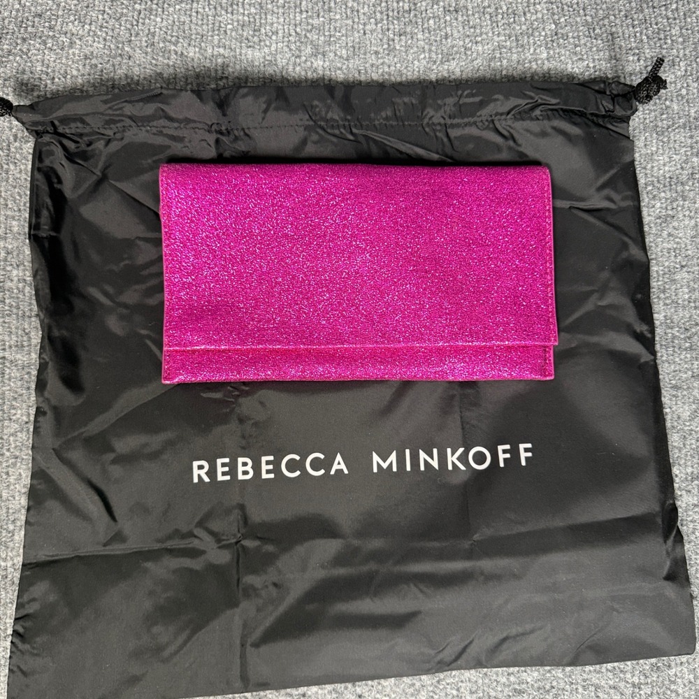 Rebecca Minkoff Foldable Wallet Purse Fuchsia Pink Inner Pocket Snap Closure